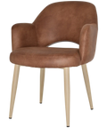 Mulberry Armchair Birch Metal 4 Leg With Eastwood Tan Shell, Viewed From Front Angle