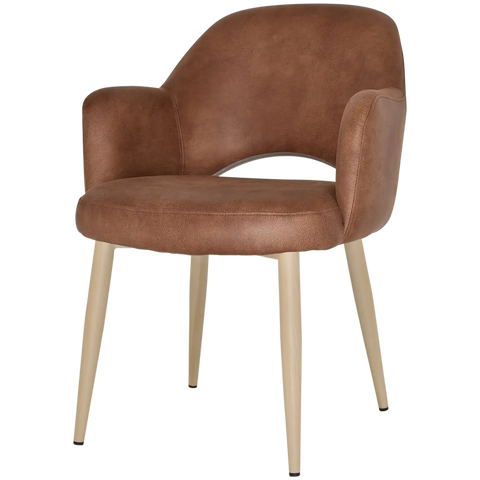 Mulberry Armchair Birch Metal 4 Leg With Eastwood Tan Shell, Viewed From Front Angle