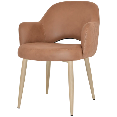 Mulberry Armchair Birch Metal 4 Leg With Pelle Benito Tan Shell, Viewed From Front Angle