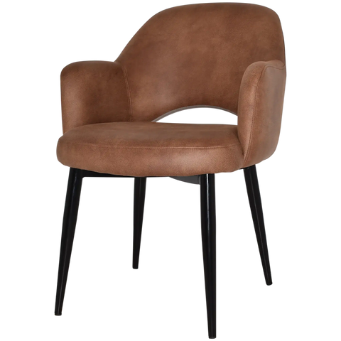 Mulberry Armchair Black Metal 4 Leg With Eastwood Tan Shell, Viewed From Front Angle