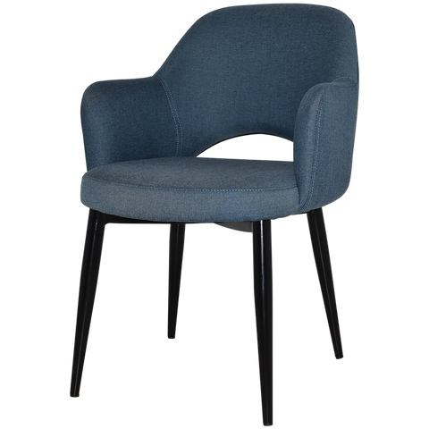 Mulberry Armchair Black Metal 4 Leg With Gravity Denim Shell, Viewed From Front Angle