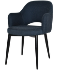 Mulberry Armchair Black Metal 4 Leg With Gravity Navy Shell, Viewed From Front Angle
