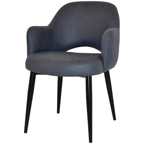 Mulberry Armchair Black Metal 4 Leg With Pelle Benito Navy Shell, Viewed From Front Angle