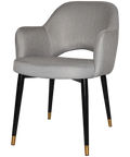 Mulberry Armchair Black With Brass Tip Metal 4 Leg With Gravity Steel Shell, Viewed From Front Angle