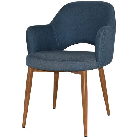 Mulberry Armchair Light Oak Metal 4 Leg With Gravity Denim Shell, Viewed From Front Angle