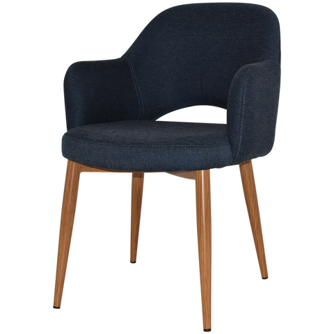 Mulberry Armchair Light Oak Metal 4 Leg With Gravity Navy Shell, Viewed From Front Angle