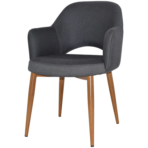 Mulberry Armchair Light Oak Metal 4 Leg With Gravity Slate Shell, Viewed From Front Angle