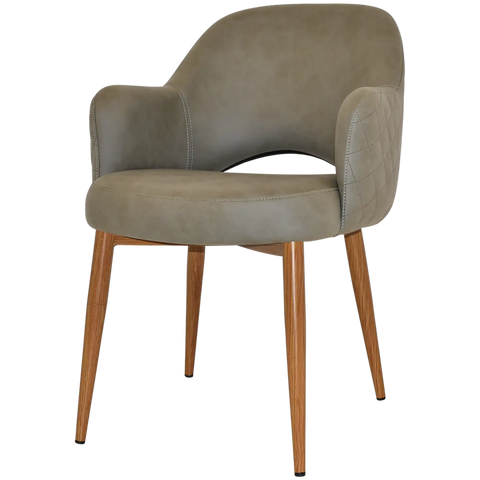 Mulberry Armchair Light Oak Metal 4 Leg With Pelle Benito Sage Shell, Viewed From Front Angle