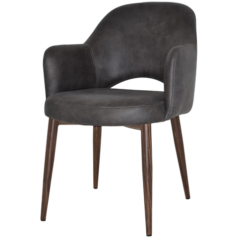 Mulberry Armchair Light Walnut Metal 4 Leg With Eastwood Slate Shell, Viewed From Front Angle