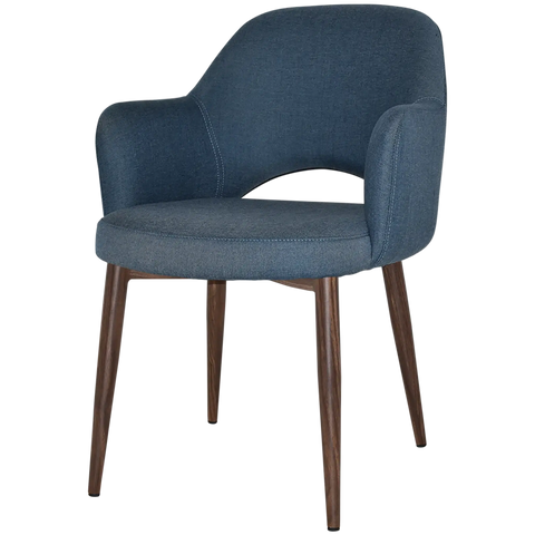 Mulberry Armchair Light Walnut Metal 4 Leg With Gravity Denim Shell, Viewed From Front Angle
