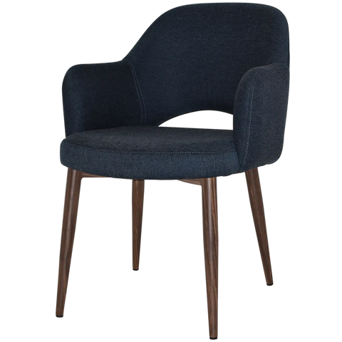 Mulberry Armchair Light Walnut Metal 4 Leg With Gravity Navy Shell, Viewed From Front Angle