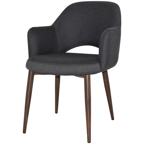 Mulberry Armchair Light Walnut Metal 4 Leg With Gravity Slate Shell, Viewed From Front Angle