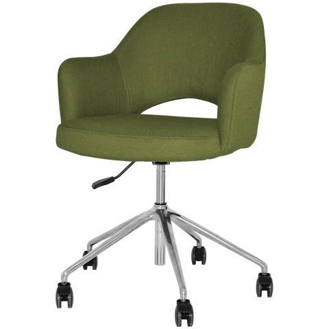 Mulberry Armchair Polished 5 Way Aluminium Office Base On Castors With Custom Upholstery, Viewed From Front Angle