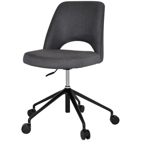 Mulberry Side Chair 5 Way Black Office Base On Castors With Gravity Slate Shell, Viewed From Angle In Front