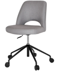 Mulberry Side Chair 5 Way Black Office Base On Castors With Gravity Steel Shell, Viewed From Angle In Front