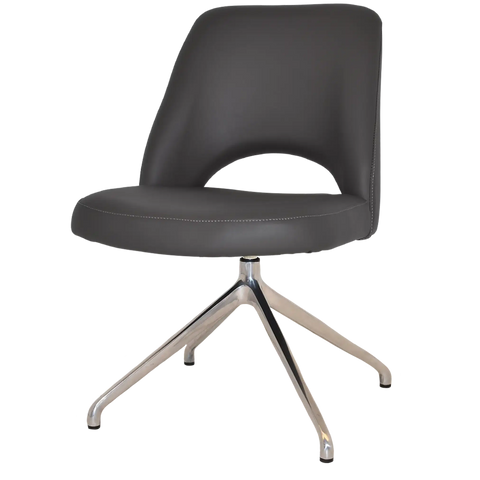 Mulberry Side Chair Aluminium Trestle With Charcoal Vinyl Shell, Viewed From Angle In Front