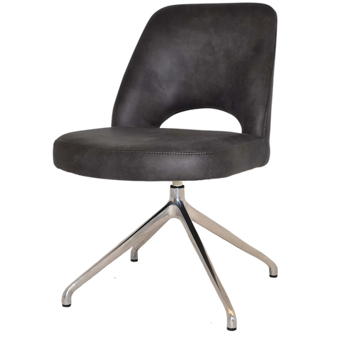 Mulberry Side Chair Aluminium Trestle With Eastwood Slate Shell, Viewed From Angle In Front