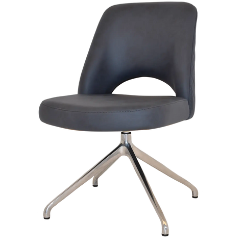 Mulberry Side Chair Aluminium Trestle With Pelle Benito Navy Shell, Viewed From Angle In Front