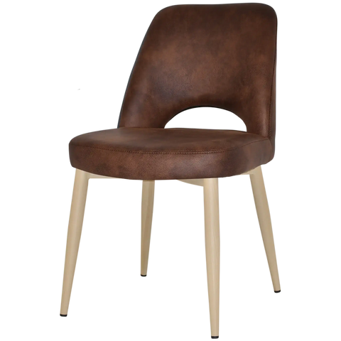 Mulberry Side Chair Birch Metal 4 Leg With Eastwood Bison Shell, Viewed From Angle In Front