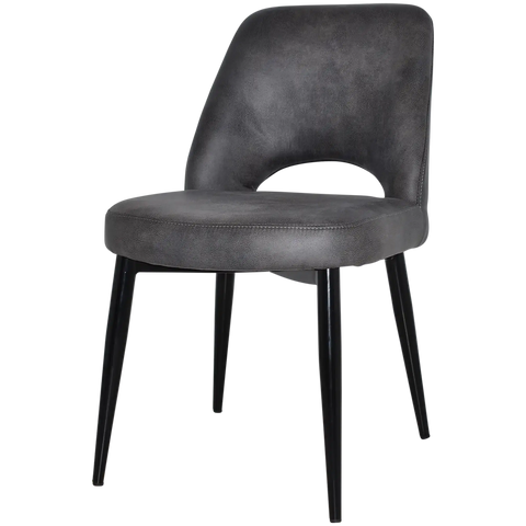 Mulberry Side Chair Black Metal 4 Leg With Eastwood Slate Shell, Viewed From Angle In Front