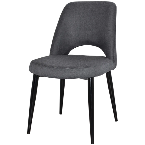 Mulberry Side Chair Black Metal 4 Leg With Gravity Slate Shell, Viewed From Angle In Front