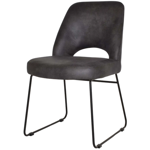 Mulberry Side Chair Black Sled Base With Eastwood Slate Shell, Viewed From Angle In Front