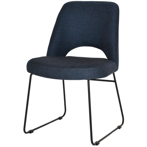 Mulberry Side Chair Black Sled Base With Gravity Navy Shell, Viewed From Angle In Front
