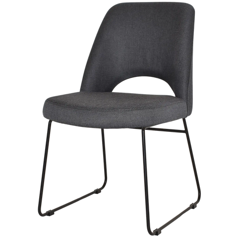 Mulberry Side Chair Black Sled Base With Gravity Slate Shell, Viewed From Angle In Front