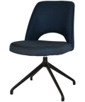 Mulberry Side Chair Black Trestle With Gravity Navy Shell, Viewed From Angle In Front
