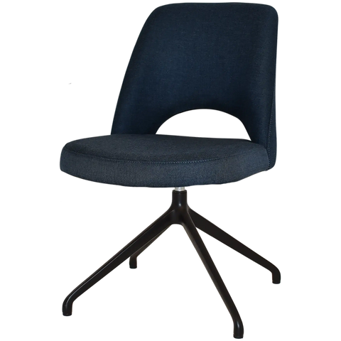 Mulberry Side Chair Black Trestle With Gravity Navy Shell, Viewed From Angle In Front