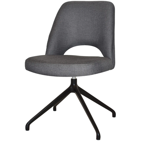 Mulberry Side Chair Black Trestle With Gravity Slate Shell, Viewed From Angle In Front