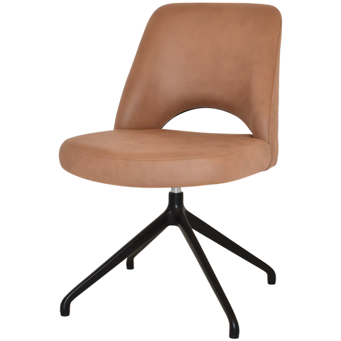 Mulberry Side Chair Black Trestle With Pelle Benito Tan Shell, Viewed From Angle In Front