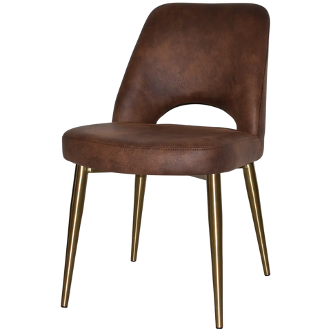 Mulberry Side Chair Brass Metal 4 Leg With Eastwood Bison Shell, Viewed From Angle In Front