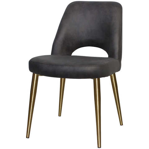 Mulberry Side Chair Brass Metal 4 Leg With Eastwood Slate Shell, Viewed From Angle In Front