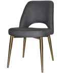 Mulberry Side Chair Brass Metal 4 Leg With Gravity Slate Shell, Viewed From Angle In Front