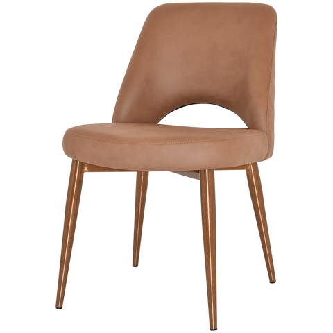 Mulberry Side Chair Brass Metal 4 Leg With Pelle Benito Tan Shell, Viewed From Angle In Front