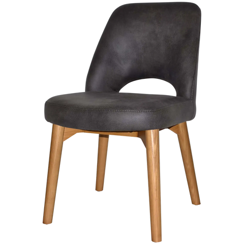 Mulberry Side Chair Light Oak Timber 4 Leg With Eastwood Slate Shell, Viewed From Angle In Front