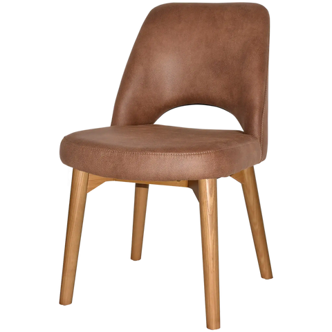 Mulberry Side Chair Light Oak Timber 4 Leg With Eastwood Tan Shell, Viewed From Angle In Front