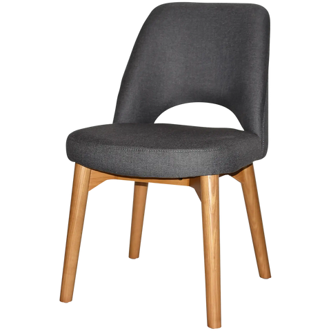 Mulberry Side Chair Light Oak Timber 4 Leg With Gravity Slate Shell, Viewed From Angle In Front