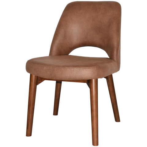 Mulberry Side Chair Light Walnut Timber 4 Leg With Eastwood Tan Shell, Viewed From Angle In Front
