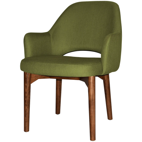 Mulberry XL Armchair Walnut Timber 4 Leg With Custom Upholstery, Viewed From Front Angle