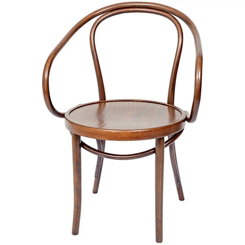 No 9 Bentwood Armchair With Embossed Seat In Natural, Viewed From Angle