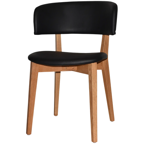 Palermo Chair With Black Vinyl Upholstery And Light Oak Timber Frame, Viewed From Angle In Front