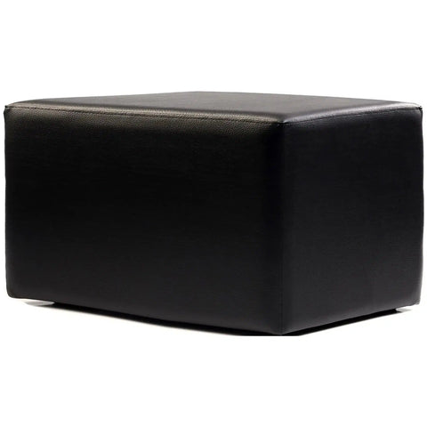 Rectangle Ottoman In Black Vinyl, Viewed From Angle In Front