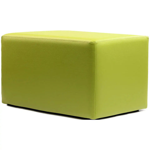 Rectangle Ottoman In Green Vinyl, Viewed From Angle In Front
