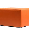 Rectangle Ottoman In Orange Vinyl, Viewed From Angle In Front