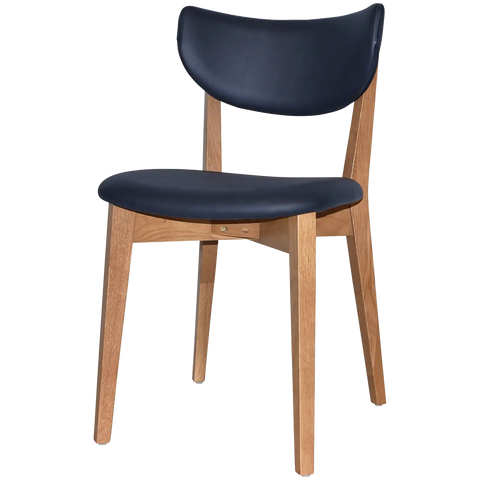 Romano Chair With Custom Upholstered Backrest And Seat With Light Oak Timber Frame, Viewed From Angle In Front