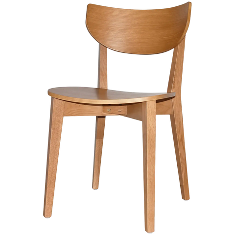 Romano Chair With Veneer Seat With Light Oak Timber Frame, Viewed From Angle In Front