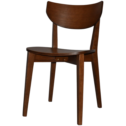 Romano Chair With Veneer Seat With Light Walnut Timber Frame, Viewed From Angle In Front