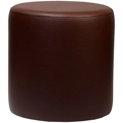 Round Ottoman In Chocolate Vinyl